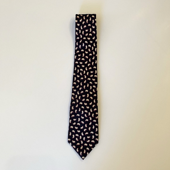 Liberty of London Silk Tie Mens 57.5x3.375 Foulard Repp Paisley Black Maroon USA - Picture 4 of 10